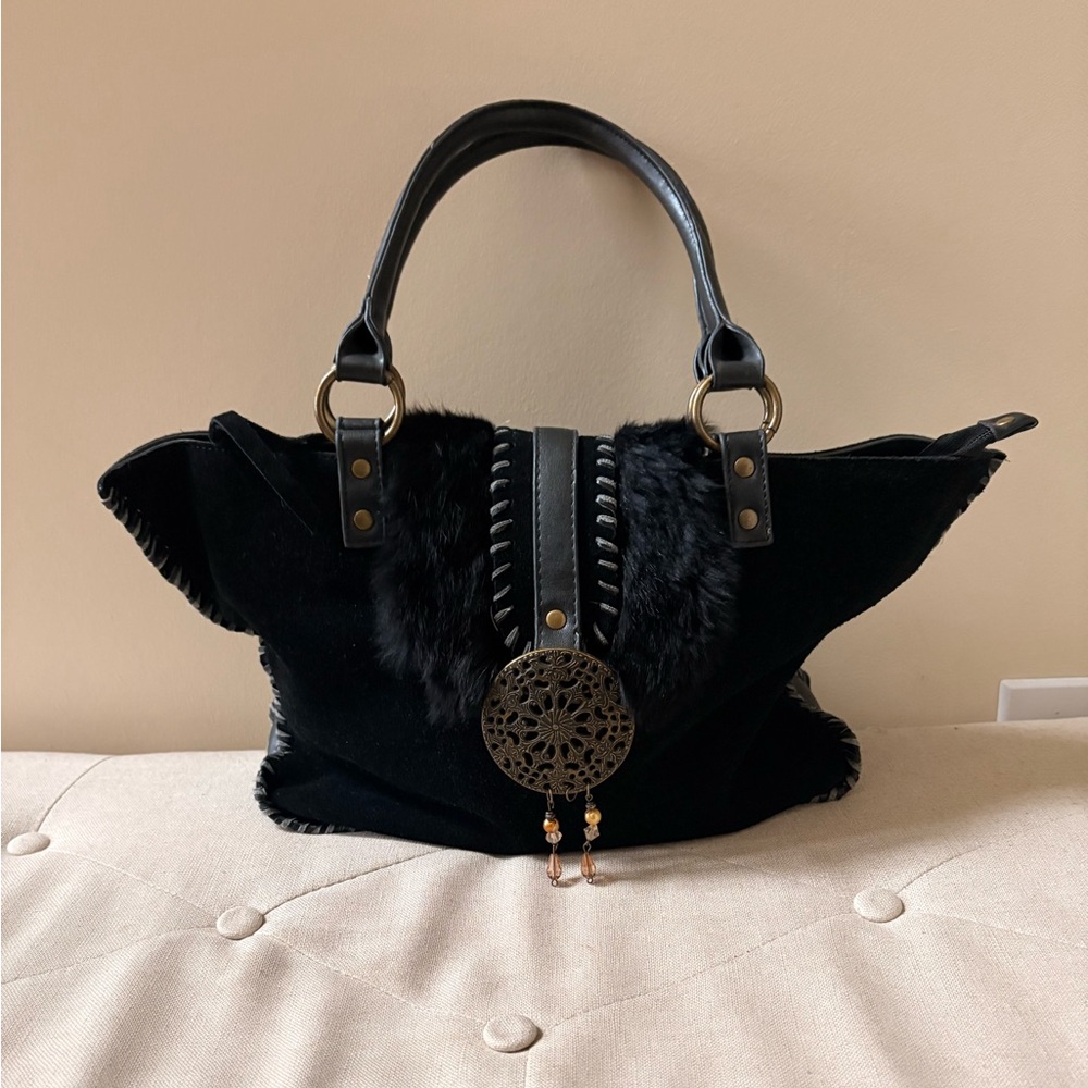 Nicole Lee Elegant Black Hobo Suede Tote bag